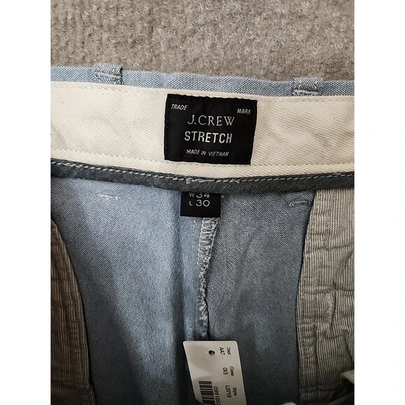 J Crew 770 Straight-fit Chino Pants Mens 34x30 Chambray Blue Stretch NEW